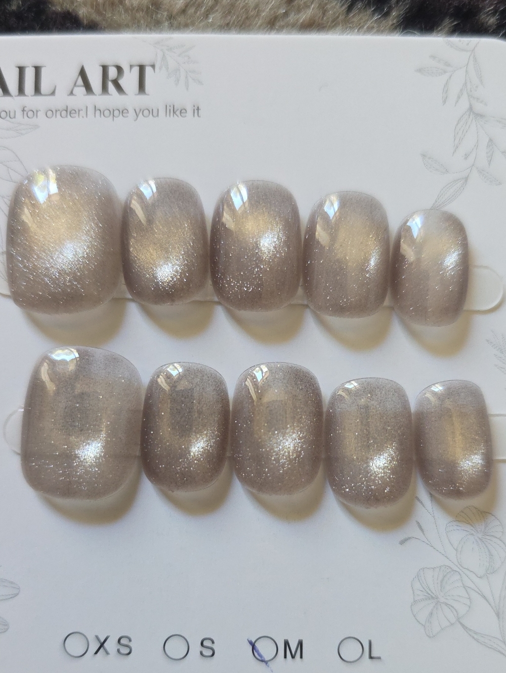 Shimmery Taupe Press-On Nails - Size Med